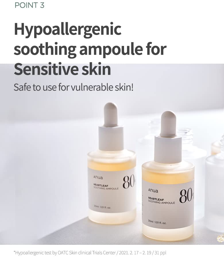 Anua Heartleaf 80 Soothing Ampoule, Hydration Facial Serum for Glass Skin, Panthenol, Hyaluronic Acid, Non-Greasy, Gentle Formula, Lightweight Essence, Vegan, Korean Skin Care, 30ml/1.01 fl.oz - Image 8