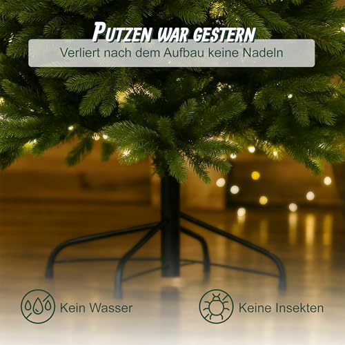 Relaxdays künstlicher Weihnachtsbaum, 150 cm, Nordmanntanne, mit Ständer, PVC Spitzen, naturgetreuer Tannenbaum, grün