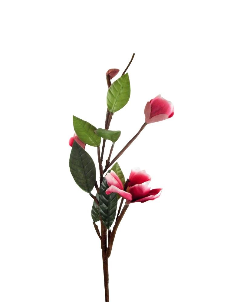 Magnolia Flower Branch Spray Artificial Silk Flowers Stems[Cerise Pink,390857975852-1]