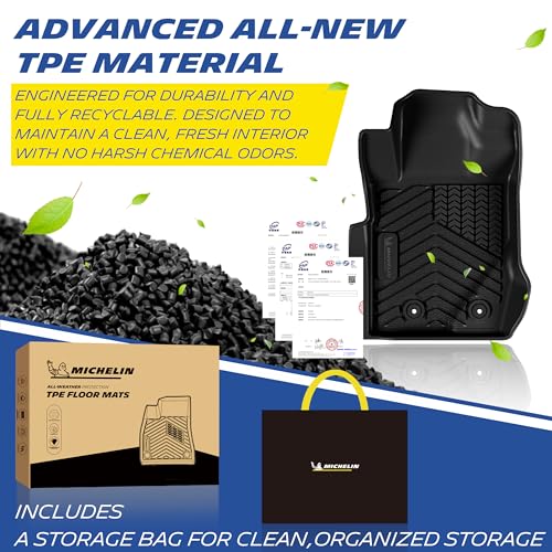 Image of Michelin Vehicle Mats for 2021-2026 Ford Bronco 4-Door (11 Piece) | Not Fit Bronco 2 Door or Sport or Vinyl Floor, All-Weather TPE Custom Fit Liner, Premier