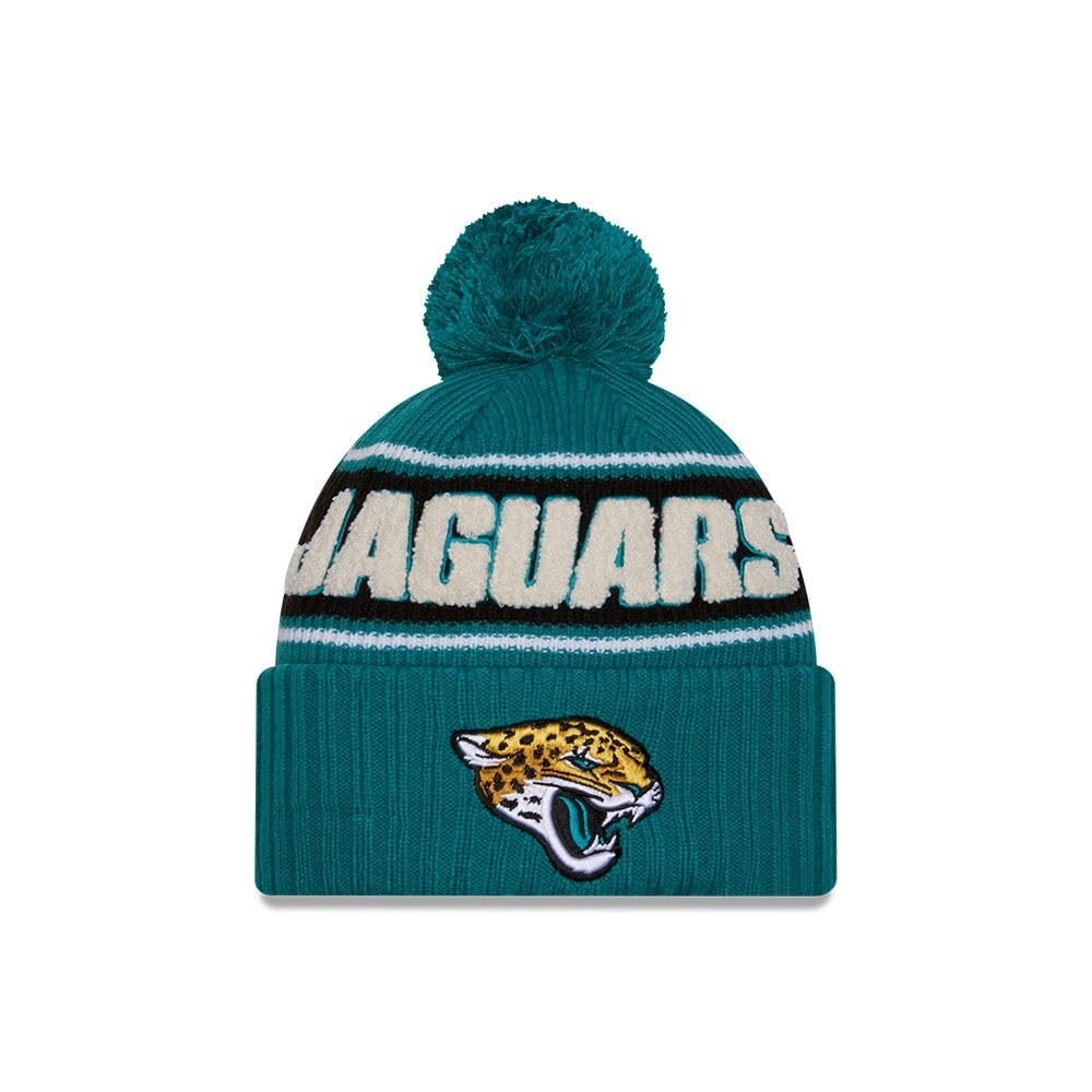 New Era Jacksonville Jaguars NFL 2024 Sideline Sport Knit Blue Bobble Hat