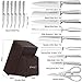 Knife Set, Emojoy 16-Piece Kitchen Knife Set with Block Wooden Carving Fork, Ripple German Stainless Steel Knife Block Set, Hollow Handle for Chef Knife Set with Sharpener and Scissors