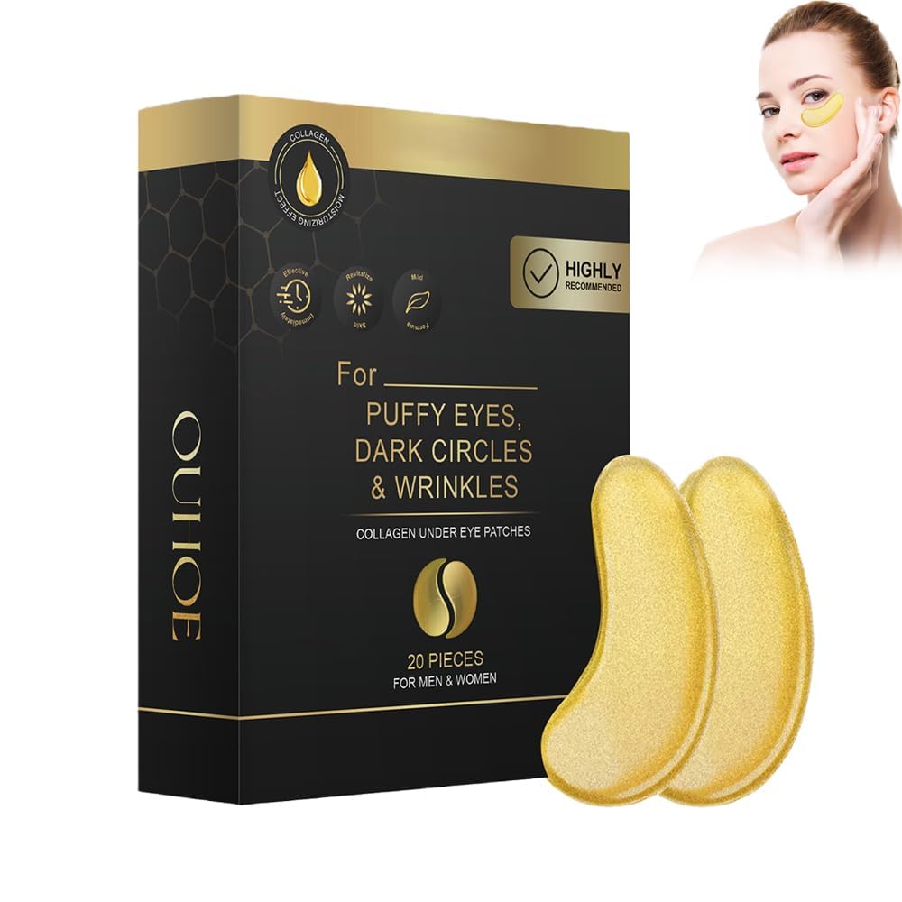 20 Pcs Augenpads,Augenpads Gegen Augenringe,Mask Hyaluronsäure Collagen-Eye Pads Gegen Augenringe Tränensäcke Falten Dunkle Kreise & Puffiness,Anti Aging Augen Pads Mit Kühlend Feuchtigkeit