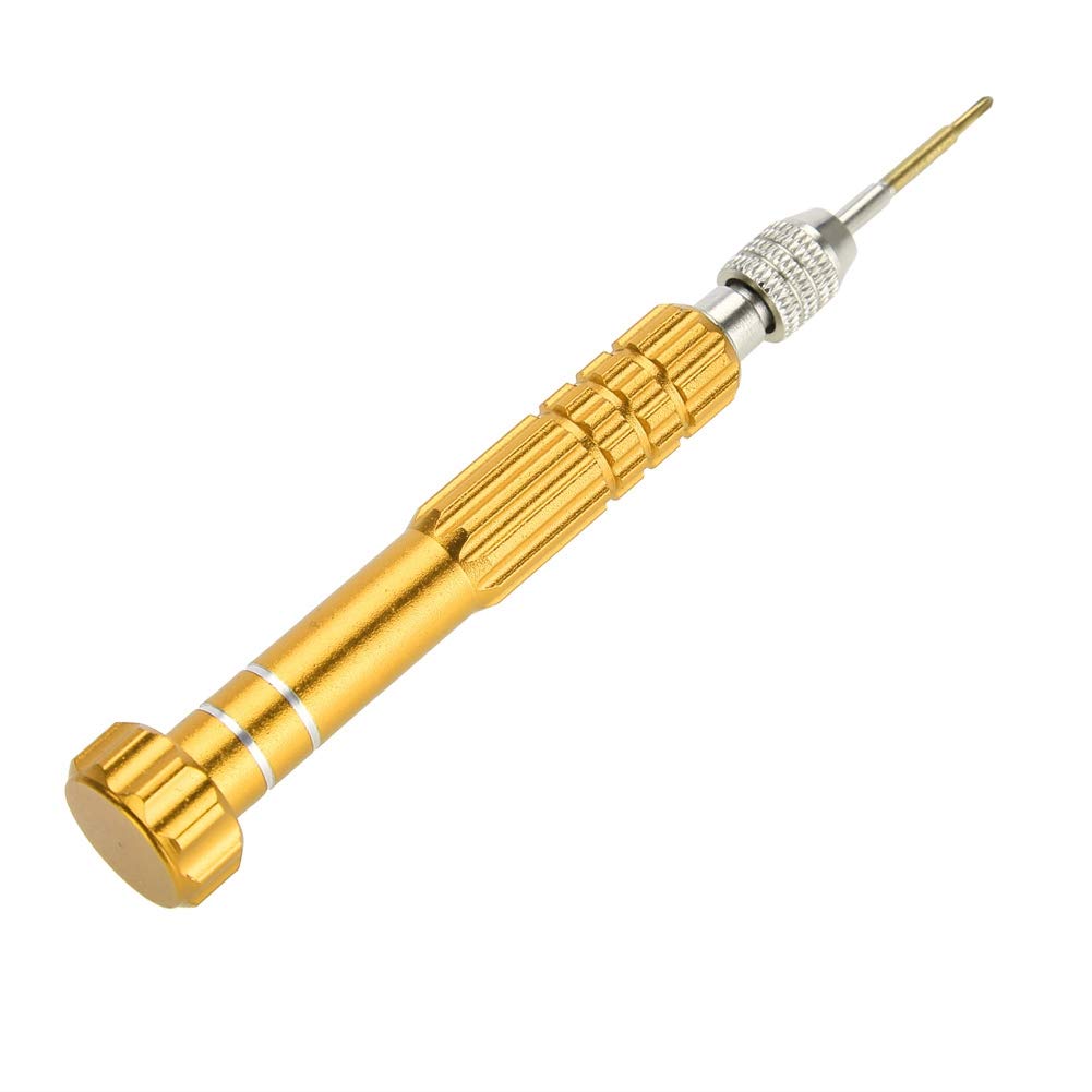 Juego de Destornilladores de Precisión, Destornillador de Acero al Cromo Vanadio con 5 Puntas, T5, T6, Cruce, Ranurado, Pentáculo para Anteojos, Gafas de Sol, Reloj, Teléfono(gold)