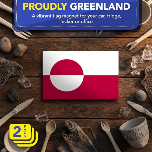 Image of Magnet Me Up Greenland Flag Car Magnet - 4x6 Inch, Magnetic Decal for Vehicles, Trucks, and Mailboxes - Weatherproof & UV Resistant National Flag of Greenland, Kalaallit Nunaat, 2 Pack, Made in USA