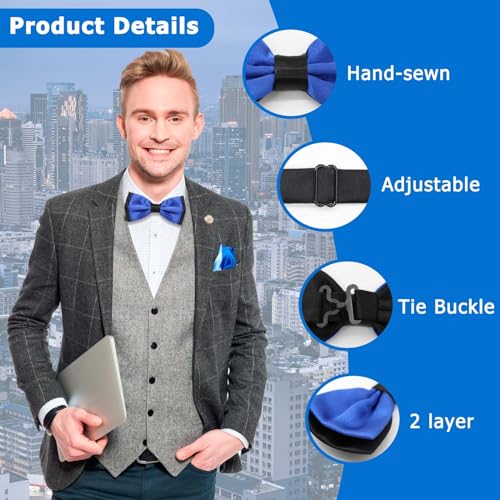 Image of LJBFNN Bow Ties for Men Pre Tied Mens Bow Tie, Adjustable Bowties Men Black and White Bow Tie for Wedding /Party /Casual