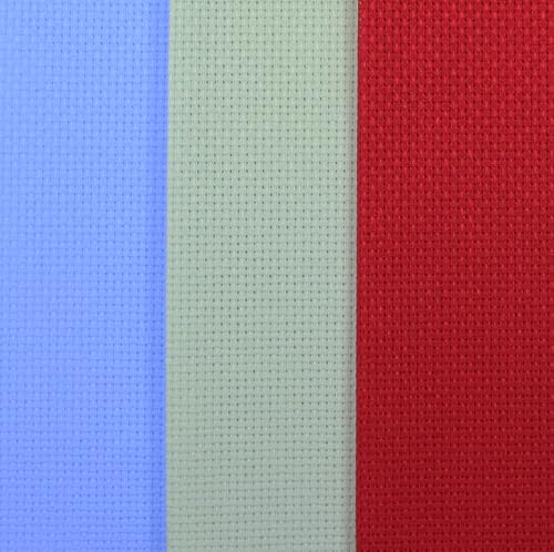 Image of KCS 3 pc of 12 inch x 18 inch(30cmx45cm) 16CT Counted Cotton Aida Cloth Cross Stitch Fabric (Light Blue+Light Green+Red)