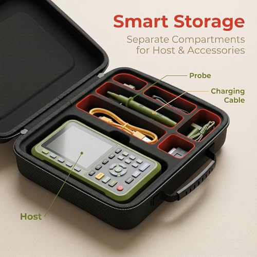 Image of Naroote Oscilloscope Storage Bag, Oscilloscope Protective Case, Portable Black Nylon Oxford Cloth and EVA Material for DS203, DS211, DS212, DS213, LA104