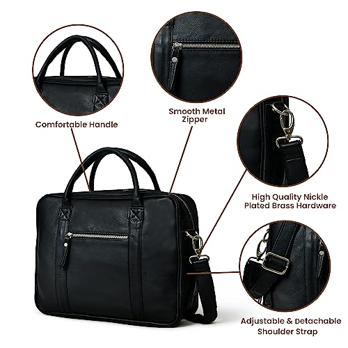 Image of ADYAN Leather Briefcases for Men and Women Travel Messenger Bag Laptop Bag Business Vintage Leather Best Office Satchel Bag