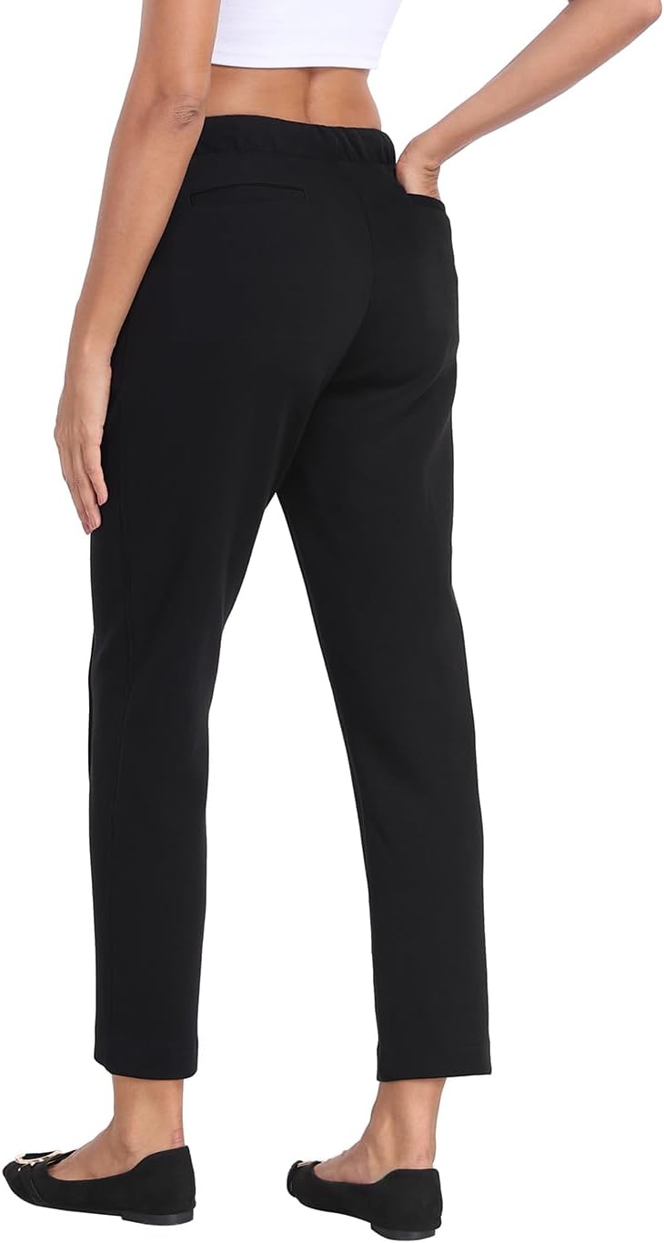 HDE Women's Pull On Pintuck Pants Casual Travel Dressy Sweatpants with Pockets - Image 5