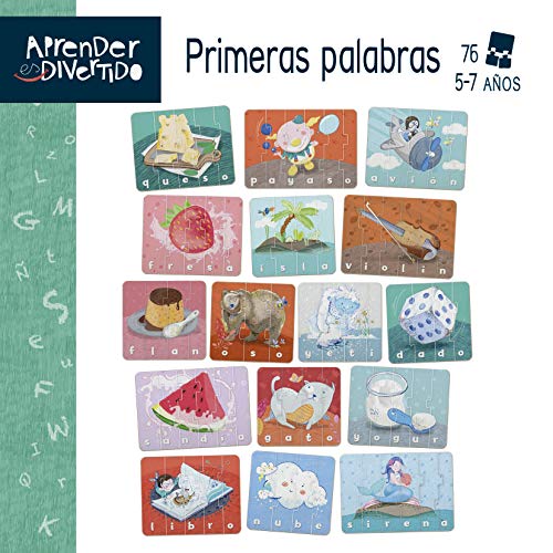 Educa - Aprender es Divertido | Primeras Palabras. Juego Educativo para niños a Partir de 5 años. Aprende a Formar Palabras uniendo Letras. Contiene 76 Piezas Que Forman 16 tableros (18697)