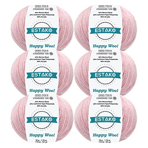 Estako Happy Wool (6 Skeins Pack) 40% Merino Wool...