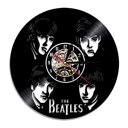 Horloge Murale à Quartz de Style Vinyle 12 Pouces, Motif de Bande BEATLES-12 - Les Beatles, Paul McCartney, John Lennon, RIngo Starr, George Harrison Horloge Murale à Quartz de Style Vinyle 12 Pouces, Motif de Bande BEATLES-12