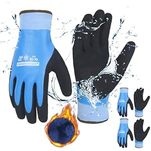 HANDLANDY Waterproof Work Gloves for Cold Weather, Insulated Winter Work Gloves with Grip for Men Women - 2 Pair
