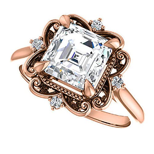 1CT-4CT Antique Halo Engagement Ring Set for Women Filigree Design Handmade Wedding Bridal Ring Set, Christmas Gifts for Her, 925 Silver/Solid Gold4