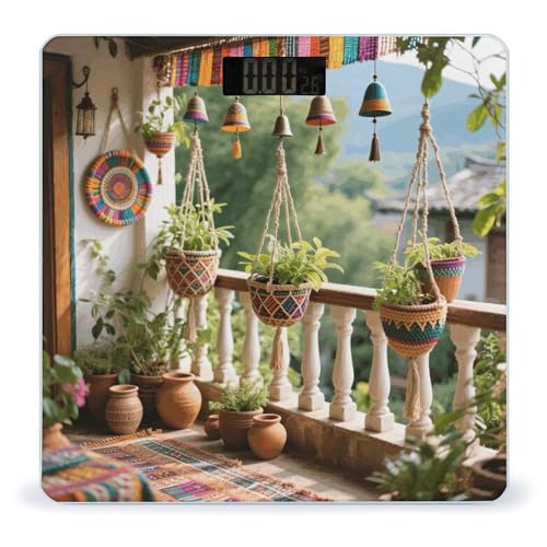 Báscula digital Boho Accent para baño con pantalla LED miniatura 1