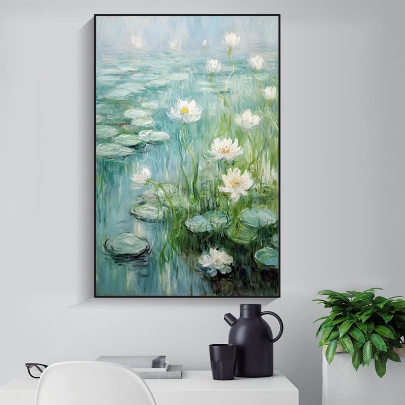 Tableau sur toile lotus moderne pour salon et chambre décoration zen 40x60