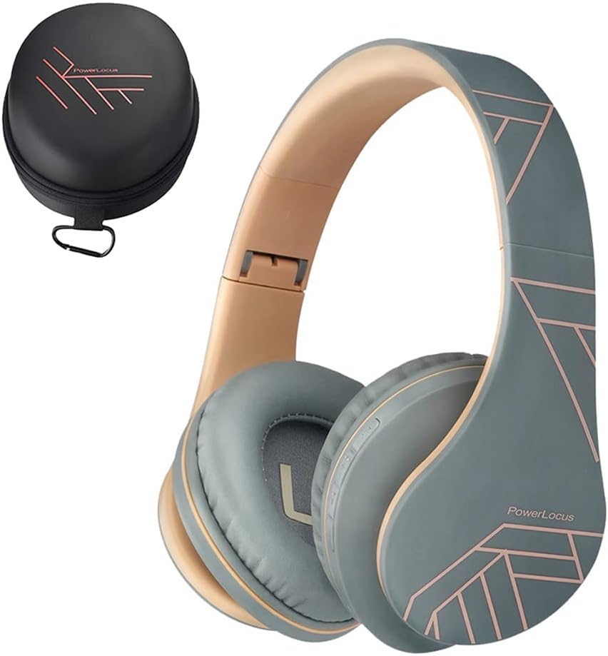 PowerLocus Bluetooth Headphones Over Ear, Wireless Headphones with Microphone, Foldable Headphone, Soft Memory Foam Earmuffs & Lightweight, Micro SD/TF, FM Radio for iPhone/Android/Tablet/PC/TV