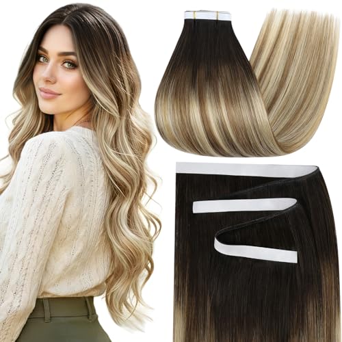 Image of Moresoo Long Weft Tape in Hair Extensions Bronde 20 Inch 75g 2Pcs | Genius tape weft, 2-piece format, cut-to-size design, dimensional brunette and blonde tones for events and photoshoots