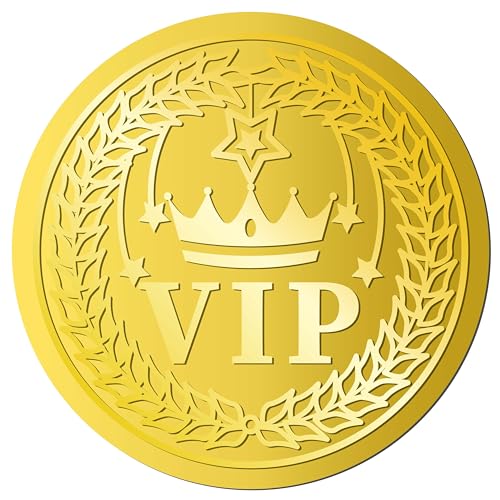 Autocollants VIP couronne dorée gaufrée CRASPIRE de 5,1 cm pour certificats et invitations - Lot de 144