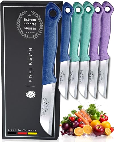 Edelbach Solingen | Küchenmesser Set | German, sehr scharfe kleine Messer, Messerset, Obstmesser, Gemüsemesser, Schälmesser, Sparschäler,...