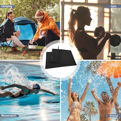 INYEEXUP Fitness Handtuch Mikrofaser 130x50 cm - Schnelltrocknend, Saugfähig, rutschfest & Kompakt - Mit Reißverschlusstasche, Sporthandtuch für Fitnessstudio, Gym & Sport