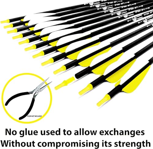 KESHES Archery Carbon Arrows for Recurve, Longbow, Traditional Bows – 30-Inch Archery Arrows - Removable Nocks & Tips for Target Practice – Durable Archery Accessories for Youth & Adults (12 Pack) - Thumbnail 5