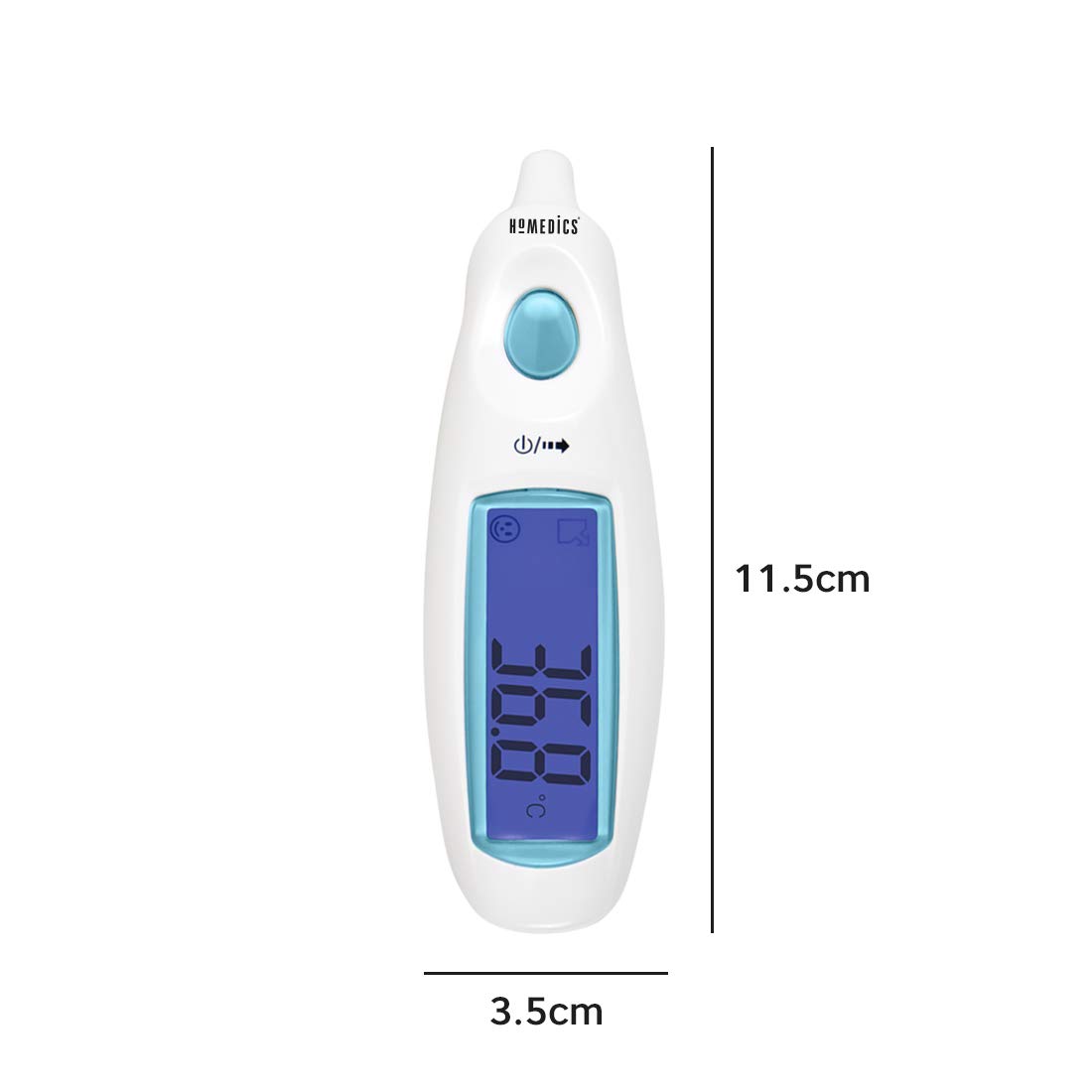 HoMedics Jumbo Display, Termometro Auricolare ad Infrarossi, Termometro da Orecchio con Allarme Febbre