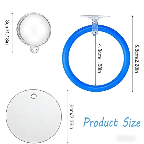 Betta Fish Toys & Accessories Set,Includes Floating Mirror with Ball, 2 Training Rings & Suction Cups for Beta Fish Aquariums (Blue)