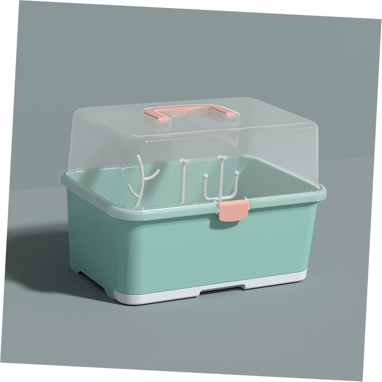 NOLITOY Babyflaschentrockner Aufbewahrungsbox Für Babys Mit Abdeckung Abnehmbare Trockenbox Aus Freiem Kunststoff Kompakter Organizer Für Flaschen Und Becher in Grün Für Babypflege Und Fütterung