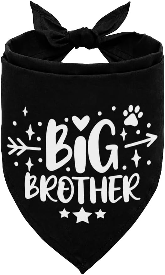Dog Bandana, Big Brother Dog Bandana, Dog Scarf Black Printing, Dog Scarf Accessories, Dog Bandana Pet Scarf, Pet Black Scarf Gender Reveal Accessories, Dog Bandana Gift for Small Medium Large (A14)