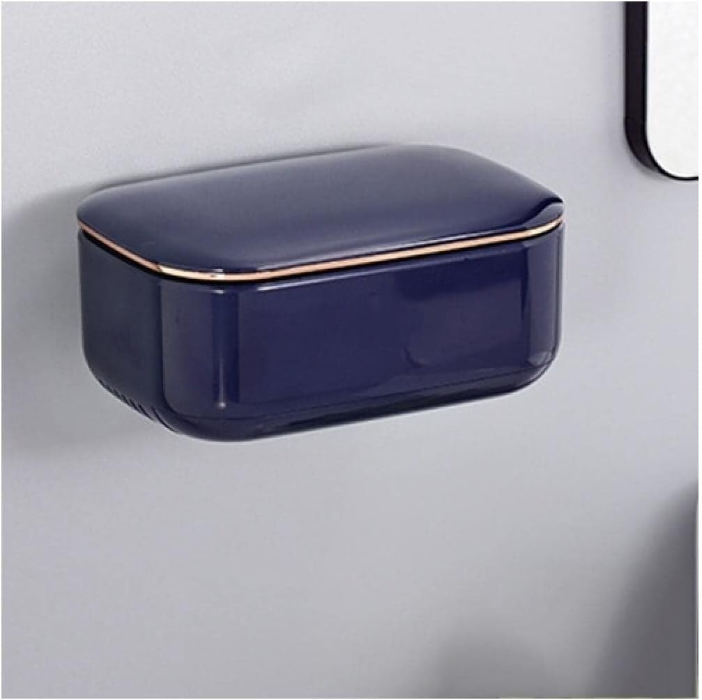 soap dish, Soap Dish Holder Self Adhesive for Home Bathroom Storage for Gym Camping Portable(Blu)