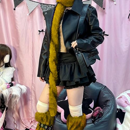 Faux Fur Belt Women Plush Furry Long Waist Chain for Pants Dress Punk Hip Hop Accessory for Dance Streetwear Daily4