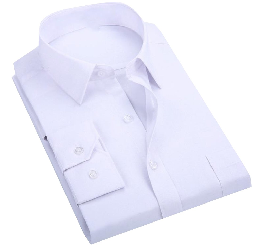 YUNY Men Business Long Sleeve Chest Pockets Pure Color Western Shirt