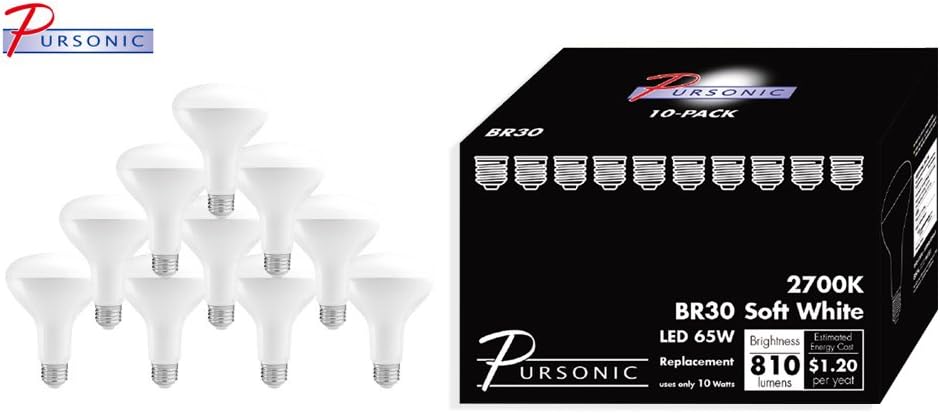Pursonic BR30 SW 65W Equivalent LED Light Bulbs (10 Pack)