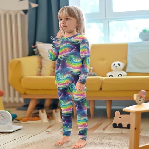 Pajama Sets Long Sleeve Rainbow Waves Ocean Soft Comfy Sleepwear 2 Piece PJS 3-8T 5