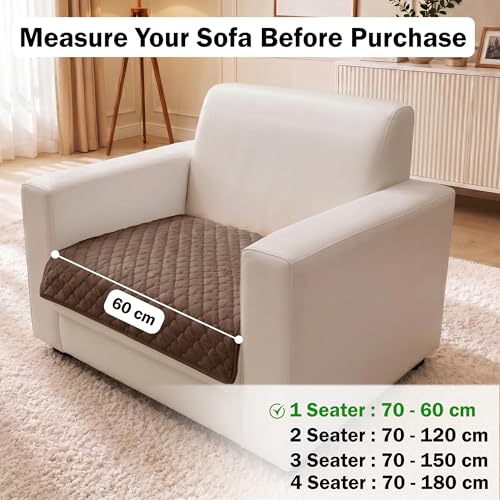 Image of Story@Home Premium Quilted Anti Slip Sofa Cover Mats for L Shape and 1 /2 /3 Seater Sofa. Make Your Own Sofa Cover Set, 70(D) x 60(L) cm - Brown