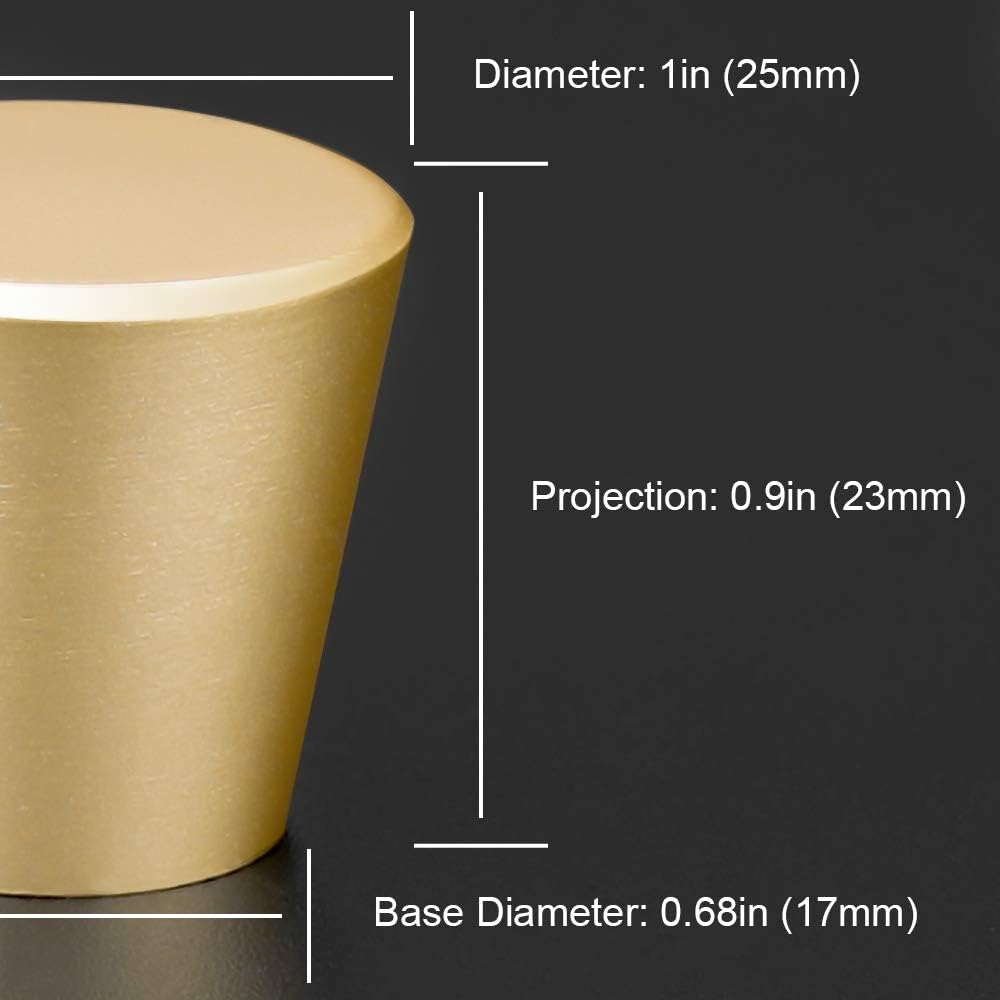 10 Pack Brushed Brass Cabinet Knobs Gold Dresser Knobs - homdiy LS745GD Solid Round Drawer Knobs Gold Knobs for Dresser Drawers Gold Kitchen Cabinet Hardware