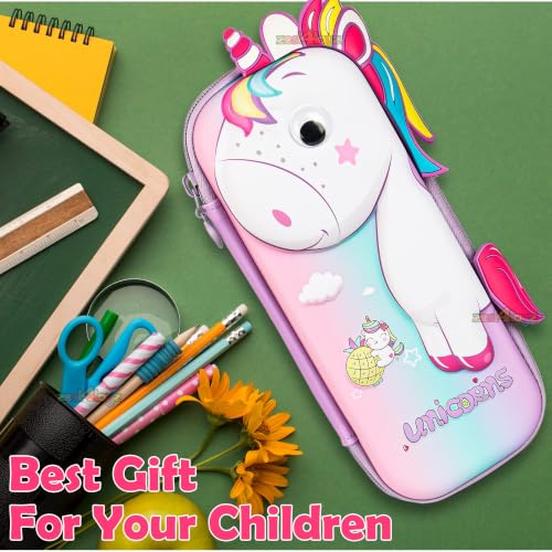 Image of Zest 4 Toyz Unicorn Pouch for Girls Pencil Box 3D Cute Pencil Pouch School Supplies Stationary Items Pencil Case Multi-Purpose Stationery Organizer Gifts Birthday (Pack of 1) Random Color