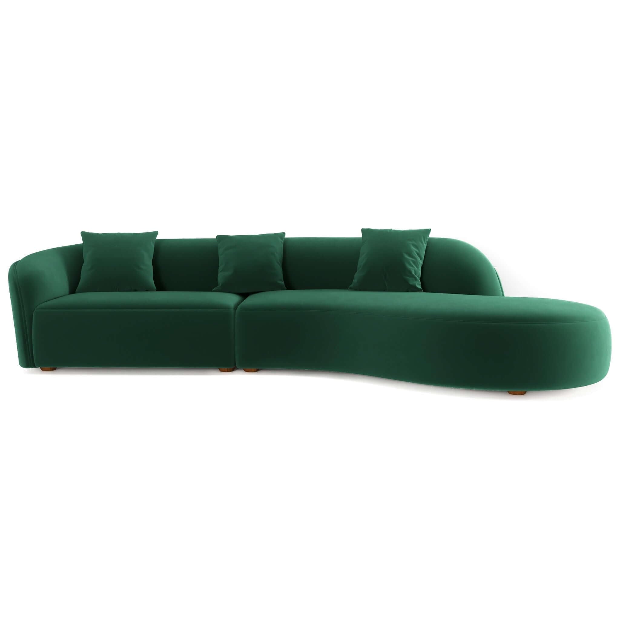SSC SATISUNCASA 126” Curved Sectional Sofá for Living Room 4 Seater Curved Couch Green Sectional Sofas Velvet Fabric Compatible with Modern/American and Other Decors