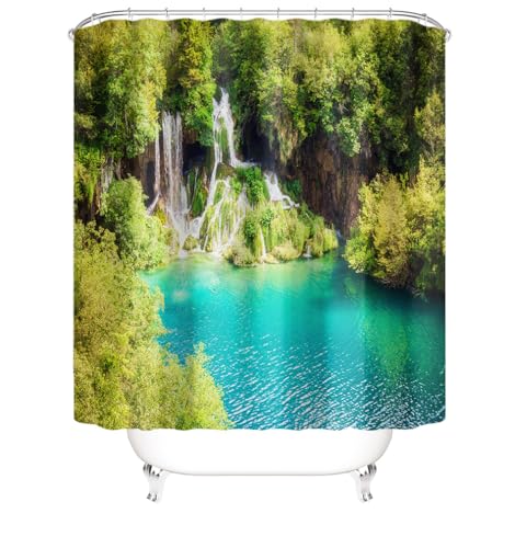 Badezimmerteppich Wasserfall Badteppich rutschfest Waschbar Badgarnitur 3 Teilig – Badematte Set Mit Wc-Vorleger Und Badematte,Teppich Badezimmer Für Sicherheit Und Komfort Im Bad 50×80Cm – Bild 5