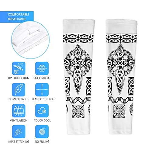 Manches de bras de compression motif runes vikings avec protection UV été - 4