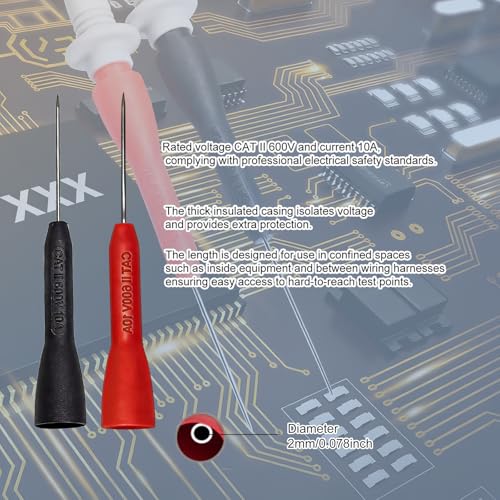WIUYNTLZ Multimeter Leads Kit, 49" Premium Silicone Multimeter Test Lead Set, CAT III 1000V 20A Sharp Gold-Plated Probes, Alligator Clips, 0.8mm Back Probe Needles CAT II, for Fluke/AstroAI/Klein by WIUYNTLZ - Image 5