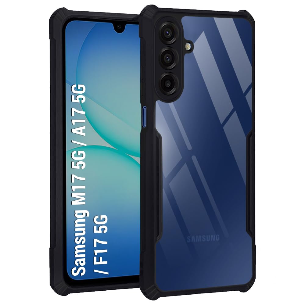 TheGiftKart Shockproof Crystal Clear Back Cover Case for Samsung Galaxy M17 5G / A17 5G / F17 5G | 360 Degree Protection | Protective Design | Transparent Back Case Cover (PC & TPU, Black Bumper)-image-22