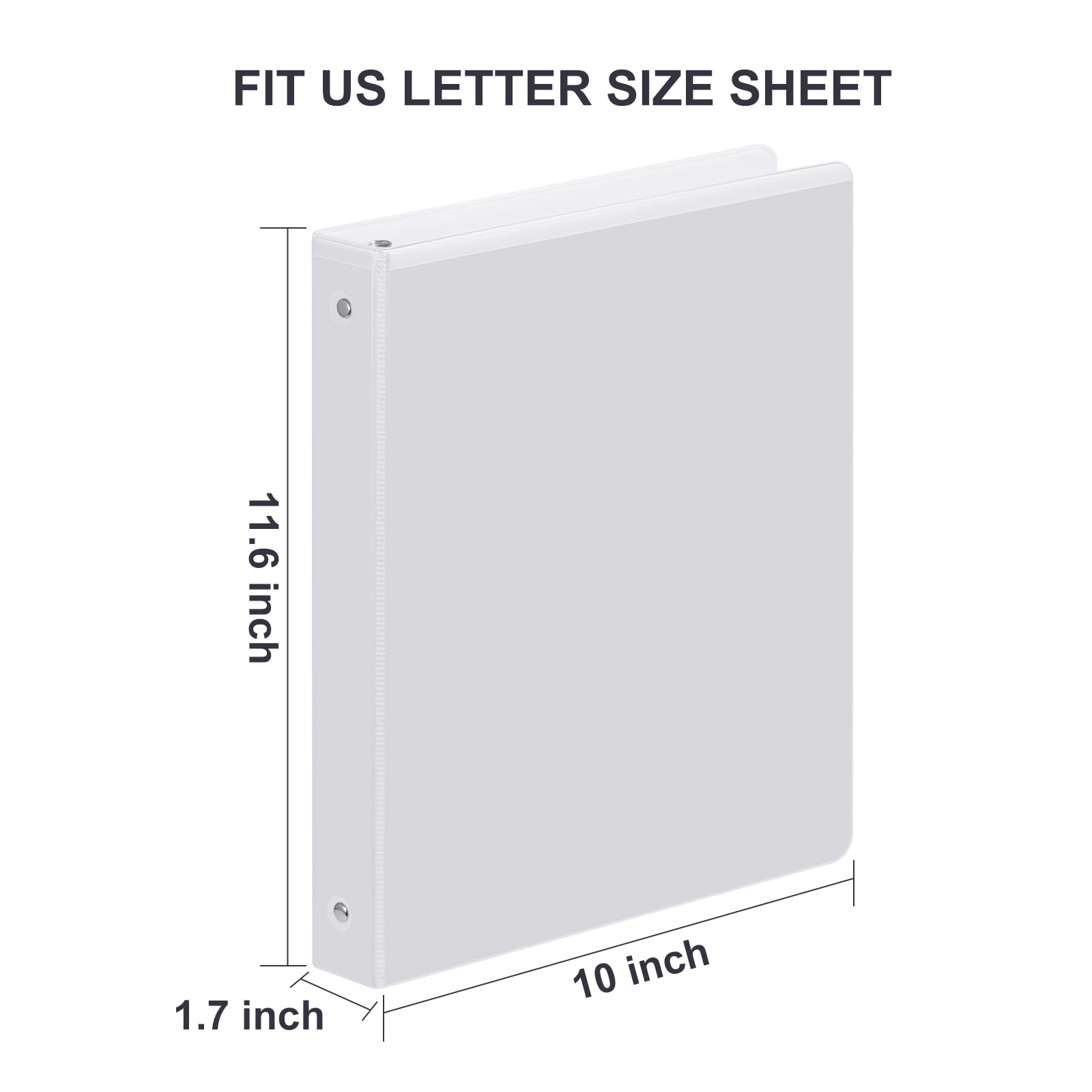 ViVin Raccoglitori da 2,5 cm a 3 anelli, robusti raccoglitori a 3 anelli, confezione da 36, bianco | Senza PVC, adatto a 200 fogli di carta da 21,9 x 27,9 cm, copertina trasparente, 2 tasche interne, per ufficio, casa, scuola