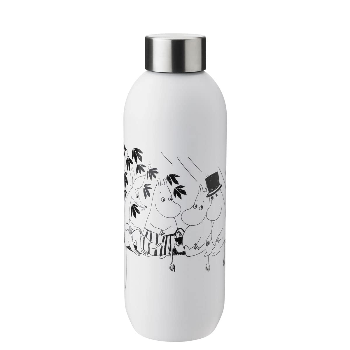 Stelton Thermosflasche Keep Cool - Thermo-Trinkflasche - Doppelwandige Isolierkanne - Moderner Design-Thermobecher für Wasser, heiße & kalte Getränke, Kaffee, Tee - 0,6 Liter, Weiß/Moomin