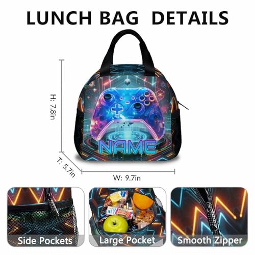 School Backpack for Kids, Custom Set of 3 Gaming Backpacks with Lunch Box and Pencil Case Gifts for Gamer Lovers, School Bookbag and Pencil Case Bundle for Kindergarten Preschool Primary3