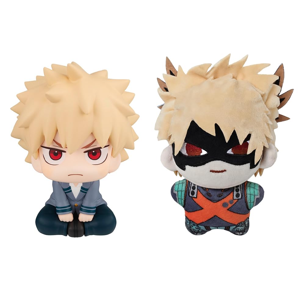 Xinchangda 2PCS MHA Bakugou Katsuki Figure Anime Bakugou Katsuki Plush Figure MHA Anime Figurine and Plush Keychain Combination Set Collectibles Decorations Gifts for Fans