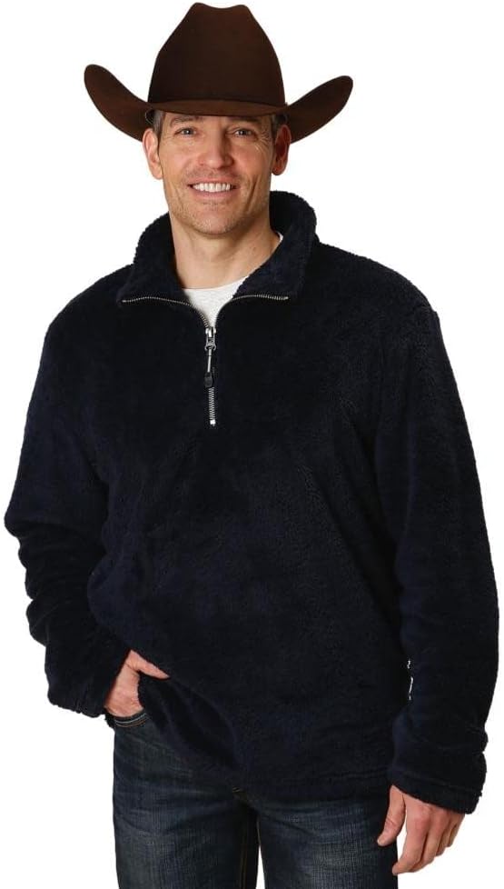 Blue Solid Men's Roper Polyester Pullover