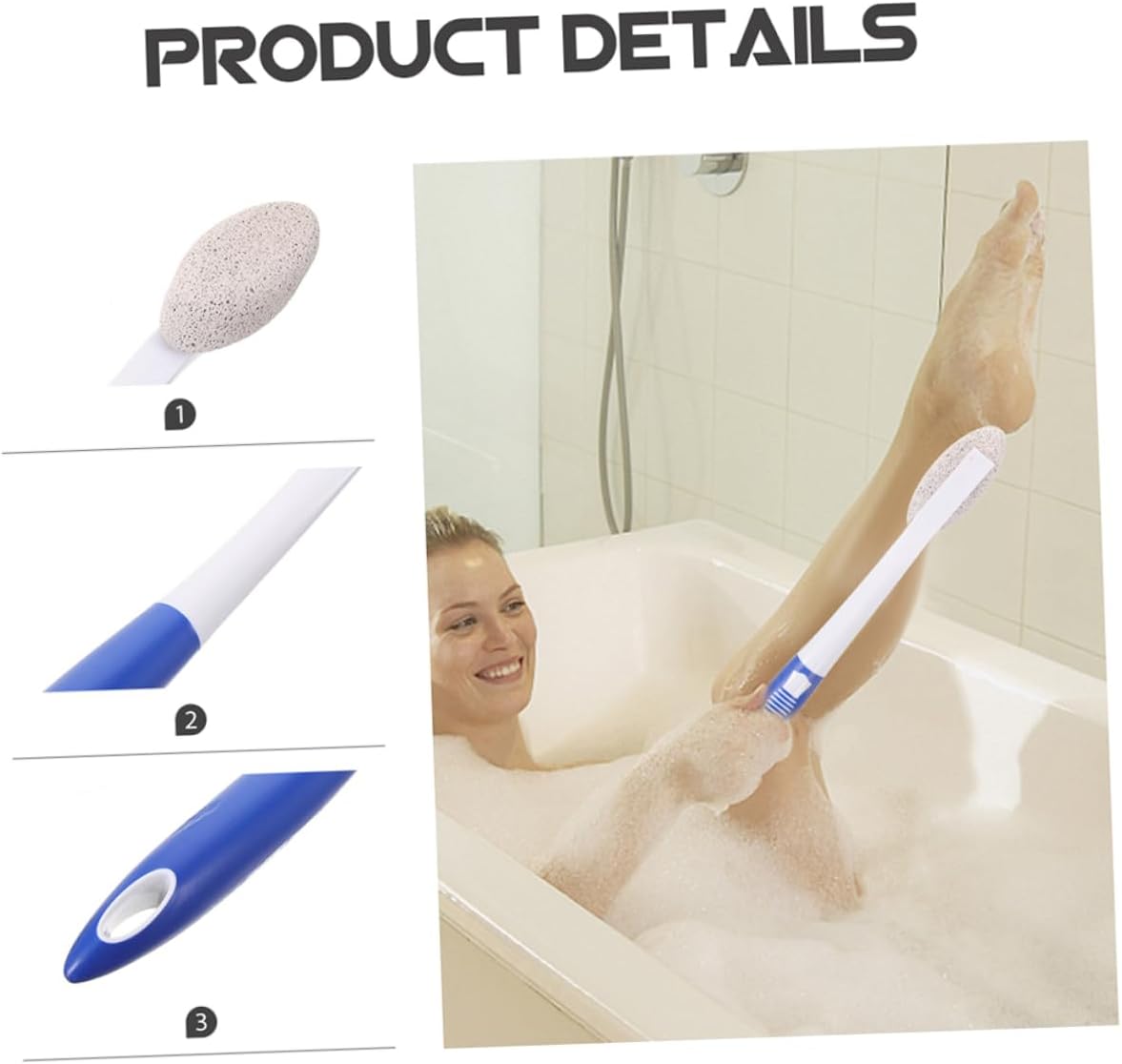 PartyKindom Long Handle Pumice Stone Foot Scrubber 2pcs Exfoliator Tool for Dead Skin Removal Ergonomic Foot Care Rasp for Home and Salon Use